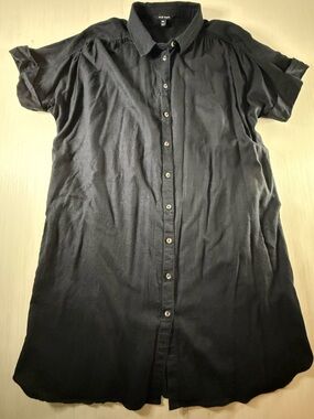 Well Worn Black Short-Sleeve Button-Down Shirt Dress